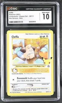 CGC 10 Cleffa - Celebrations Classic Collection 20/111 - (Neo Genesis) 2021 Holo - Image 1