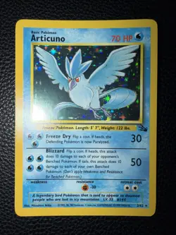 Pokemon Articuno Card Holo WOTC 2/62 Fossil Set Rare Vintage 1999 LP - Image 1