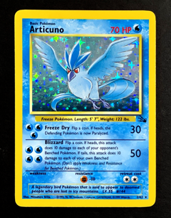 1999 Pokemon ARTICUNO Fossil Set HOLO RARE Unlimited Edition Card 2/62 WotC NM+ - Image 1