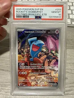 2025 Pokemon Destined Rivals Pokemon Center ETB Team Rocket's Wobbuffet PSA 10 - Image 1