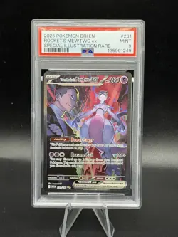 2025 POKEMON DRI SPECIAL ILLUSTRATION RARE #231 TEAM ROCKET'S MEWTWO EX PSA 9 - Image 1