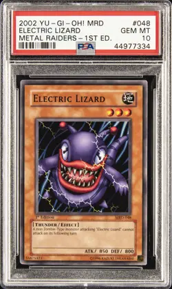 2002 YU-GI-OH! MRD-METAL RAIDERS 1ST ED #048 ELECTRIC LIZARD PSA 10 - Image 1
