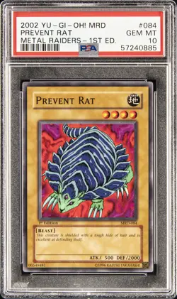 2002 YU-GI-OH! MRD-METAL RAIDERS 1ST ED #084 PREVENT RAT PSA 10 - Image 1