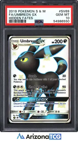 Pokemon 2019 Umbreon GX SV69/SV94 Full Art Shiny Hidden Fates GEM MINT PSA 10 - Image 1