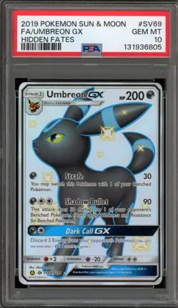 Pokemon Umbreon GX Hidden Fates Full Art #SV69 PSA 10 Gem Mint - Image 1
