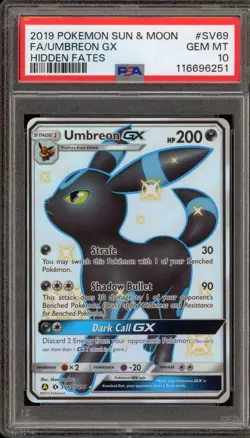 Pokemon Umbreon GX Hidden Fates Full Art #SV69 PSA 10 Gem Mint - Image 1