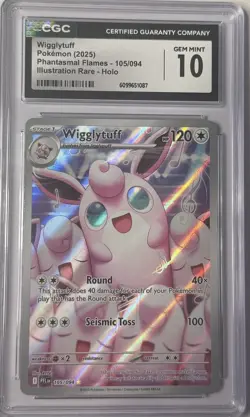 2025 Pokemon Wigglytuff Phantasmal Flames 105/094 IR CGC GEM MINT 10 - Image 1