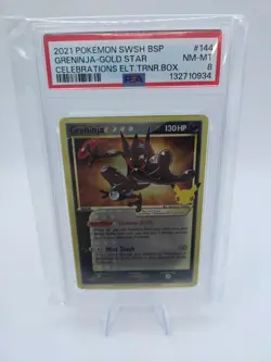 Pokemon TCG Greninja Gold Star SWSH144 Celebrations 25th PSA 8 - Image 1