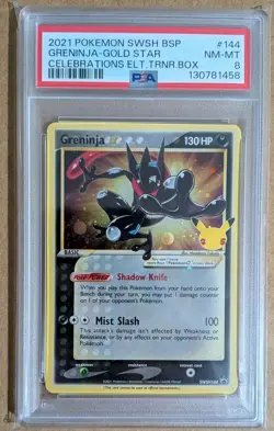 Pokemon TCG Greninja Gold Star SWSH144 Celebrations 25th PSA 8 - Image 1