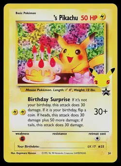 Pokemon Card - Birthday Pikachu Celebrations Classic Collection 24 Holo - Image 1