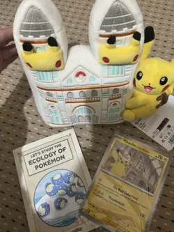 Pokemon x Natural History Museum Pikachu Jumbo Promo Card And Plush - Image 1