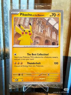 Pokemon x Natural History Museum Pikachu Jumbo Promo Card And Plush - Image 4