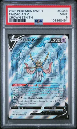 2023 POKEMON SWORD & SHIELD CROWN ZENITH #GG48 FULL ART/ZACIAN V PSA 9 - Image 1