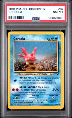2001 Pokemon Neo Discovery #37 Corsola PSA 8 NM-MT - Image 1