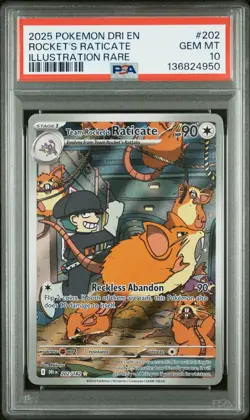 2025 POKEMON DESTINED RIVALS ILLUSTRATION RARE TEAM ROCKET'S RATICATE PSA 10 - Image 1