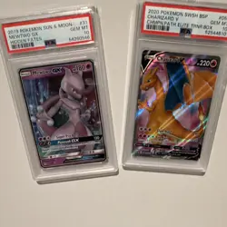 Pokemon TCG Mewtwo GX Hidden Fates & Charizard V Champions Path PSA 10 bundle - Image 1