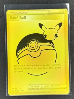 Pokemon TCG Celebrations Poke Ball Trainer SWSH146 Promo Full Art Gold - Image 1