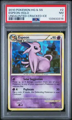 2010 POKEMON HEARTGOLD & SOULSILVER UNDAUNTED CRACKED ICE #2 ESPEON-HOLO PSA 7 - Image 1