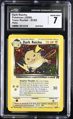 Dark Raichu Holo CGC 7 NM Secret Rare Pokemon (2000) Team Rocket 83/82 - Image 1