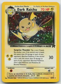 Pokemon TCG Dark Raichu 83/82 Team Rocket Secret Rare Holo MP #1 - Image 1