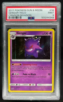 2017 Pokemon Sun & Moon Crimson Invasion Gengar Holo #38/111 PSA 9 - Image 1