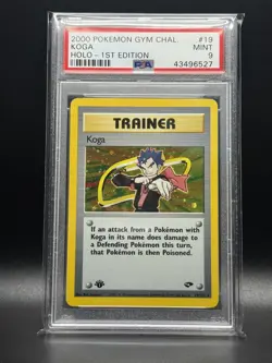 PSA 9 MINT Koga 19 Gym Challenge 1st Edition Holo Pokemon Card - Image 1