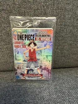 One Piece College Basketball US Voyage Promo Card - Monkey D. Luffy (SEALED) - Image 2