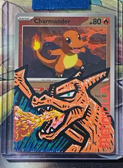 Pokemon Charizard Custom Painted Card By Mendiolla 1/1 - Image 1
