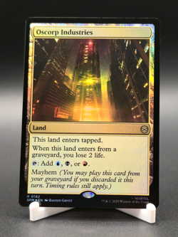 Oscorp Industries Magic The Gathering Spider-Man Rare Foil Land #182 - Image 1