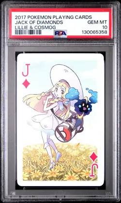 2017 POKEMON PLAYING CARDS LILLIE, GLADION & LUSAMINE JACK OF DIAMONDS PSA 10 - Image 1