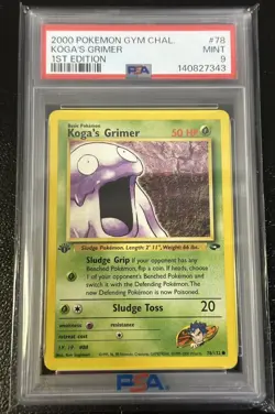 PSA 9 MINT 2000 Pokemon Gym Challenge #78 Koga's Grimer 1st Edition - Image 1