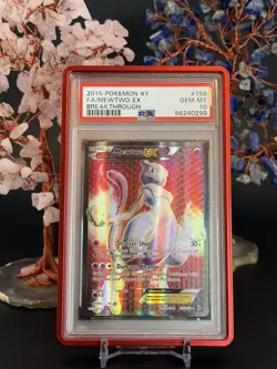 2015 Pokemon XY Breakthrough Full Art FA Mewtwo EX #158 PSA 10 (NoGuard) - Image 1