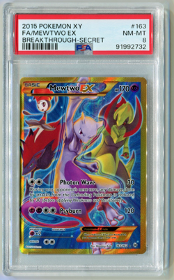 2015 Pokemon XY FA/MEWTWO EX Breakthrough Secret #163 PSA 8 165292 - Image 1