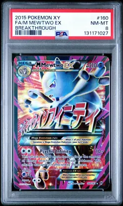 2015 Pokemon Xy Breakthrough M Mewtwo EX #160 Fa Full Art PSA 8 Mega - Image 1