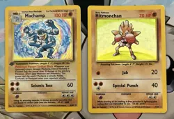 Pokemon TCG Hitmonchan Base Set 7/102 + Machamp 1st Edition Deck Exclusive 8/102 - Image 1