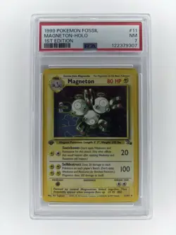 MAGNETON (PSA 7) Pokemon Fossil 1st Edition 11/62 - Holo Rare - Image 1