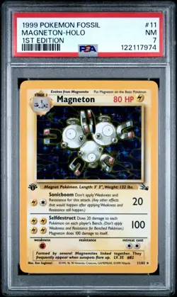 MAGNETON (PSA 7) Pokemon Fossil 1st Edition 11/62 - Holo Rare - Image 1