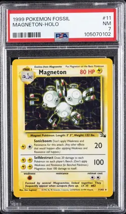 1999 POKEMON FOSSIL #11 MAGNETON-HOLO PSA 7 - Image 1