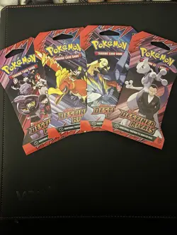 Pokemon TCG - Destined Rivals - Sleeved Booster Pack Complete Art Set - 4 Packs - Image 1