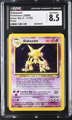 CGC 8.5 Alakazam 2000 Base Set 2 1/130 Holo Pokemon Card - Image 1