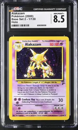CGC 8.5 Alakazam 2000 Base Set 2 1/130 Holo Pokemon Card - Image 1