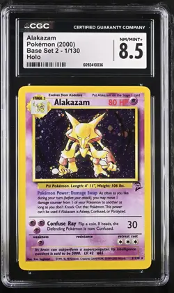 CGC 8.5 Alakazam 2000 Base Set 2 1/130 Holo Pokemon Card - Image 1