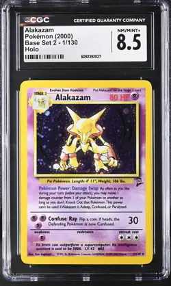 CGC 8.5 Alakazam 2000 Base Set 2 1/130 Holo Pokemon Card - Image 1