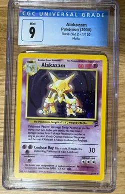 CGC 9 MINT Alakazam 2000 Base Set 2 1/130 Holo Pokemon Card - Image 1