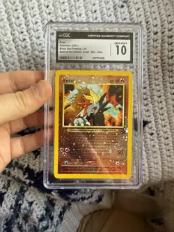 CGC 10 Pokemon Entei Black Star Promo #34 Reverse Holo 2001 Card - one swirl - Image 1