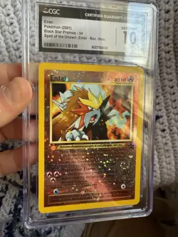 CGC 10 Pokemon Entei Black Star Promo #34 Reverse Holo 2001 Card - one swirl - Image 2