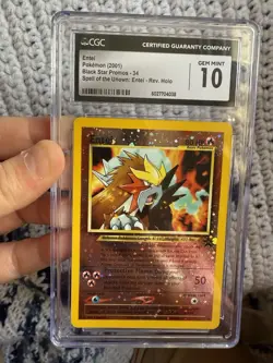 CGC 10 Pokemon Entei Black Star Promo #34 Reverse Holo 2001 Card - one swirl - Image 4