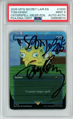PSA MINT 9 Signed Tom Kenny Counterspell Spongebob MTG Secret Lair Drop R 1933 - Image 1
