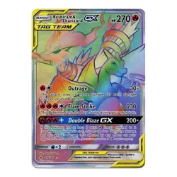 Reshiram & Charizard GX Rainbow Rare TAG TEAM Pokemon Card - NM - Authentic - Image 1