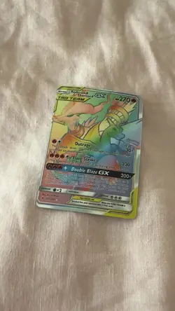 Reshiram & Charizard GX Rainbow Rare TAG TEAM Pokemon Card - NM - Authentic - Image 2